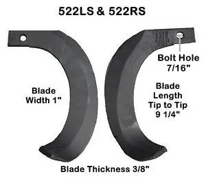 C Type and L Type tiller blades, left and right