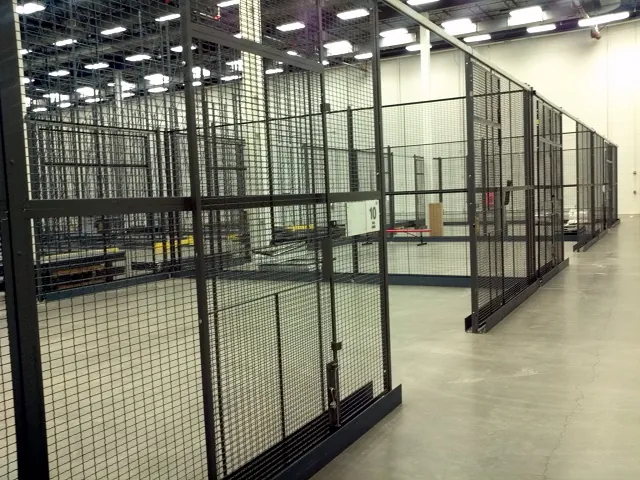 Wire mesh cages, tool cribs and partitions